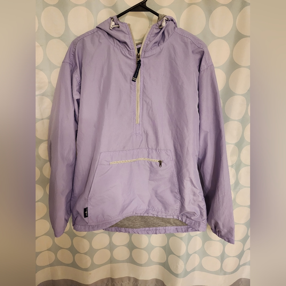 Charles River size medium pullover rain jacket, grey lining, lavender